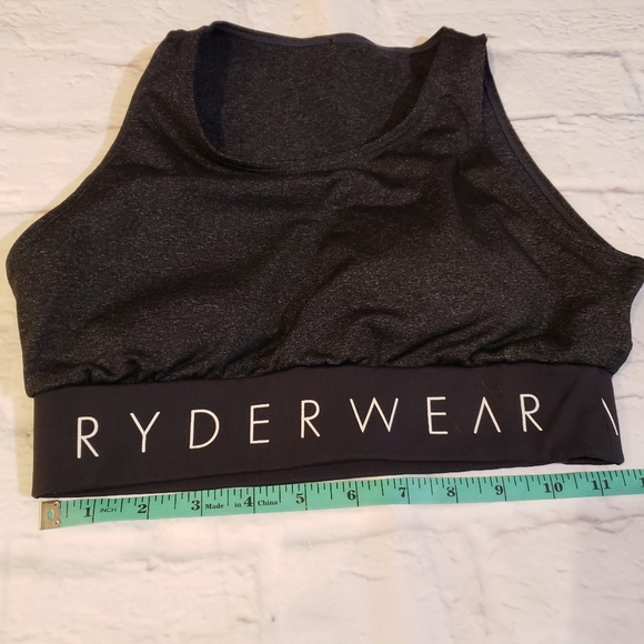 Ryderwear Arch Key Hole Cutout Spellout Band Sports Bra Charcoal Black s… - Picture 3 of 8